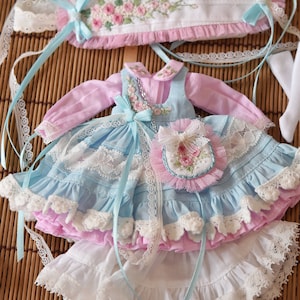 Vintage-Inspired Doll Dress Set with Lace & Accessories – Handmade Outfit for Blythe, Pullip, More Similar