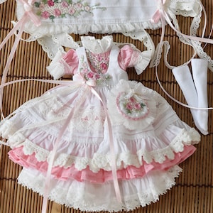 Vintage-Inspired Doll Dress Set with Lace & Accessories – Handmade Outfit for Blythe, Pullip, More Similar