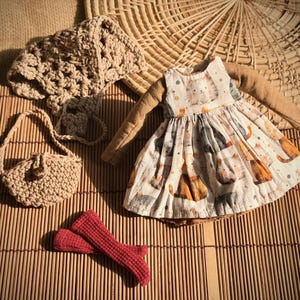 Handmade Cat-Themed Outfit Set 5-Piece Autumn Cozy Style for Blythe Dolls, Pullip and Similar
