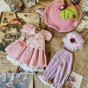 Completo "Fiori di pesco" per bambole Neo Blythe - Abiti per bambole unici e personalizzati - Vestito fatto a mano