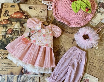 Ręcznie robiony zestaw 5-częściowy „Sweet Peach Blossom” dla Blythe i Pullip oraz podobnych