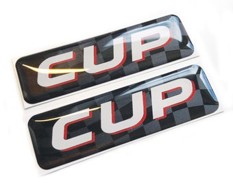 2x Cup Race Flag 3D Dôme Gel Decal Sticker Badges Fits Clio Megane Renault VW