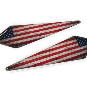 2x USA American Flag Car Wing 3D Domed Gel Decal Sticker Badges