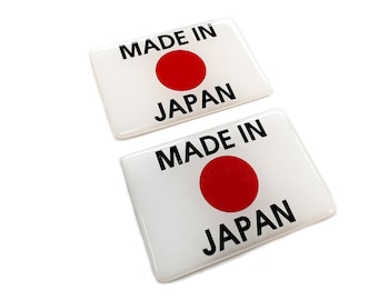 2x Made In Japan Japanese Flag JDM Car 3D Domed Gel Badge Stickers Fits Nissan, Toyota, Mazda