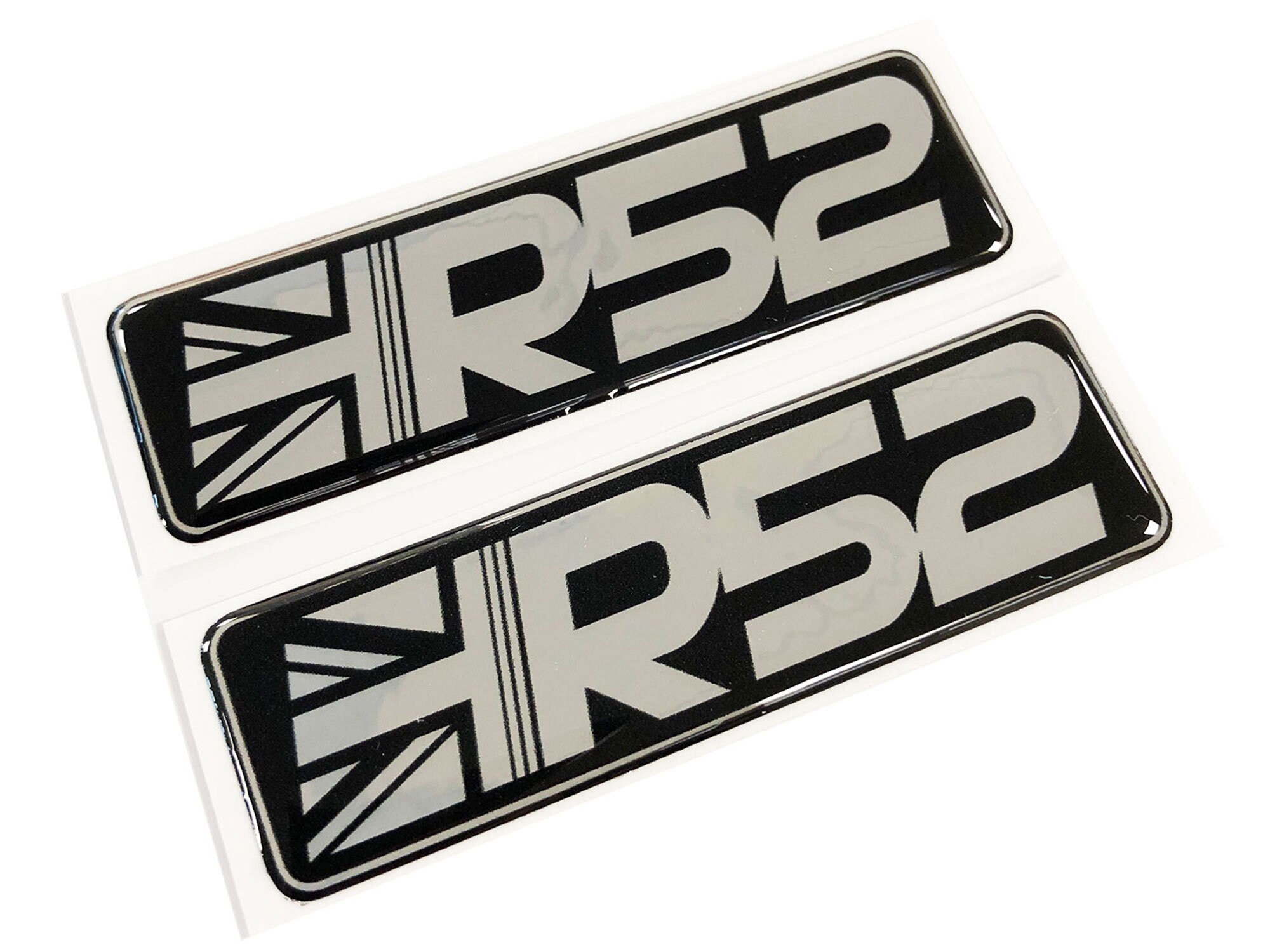 2x R52 Union Jack Car Chrome Wing 3D Decal Sticker Badges Fits Mini ...