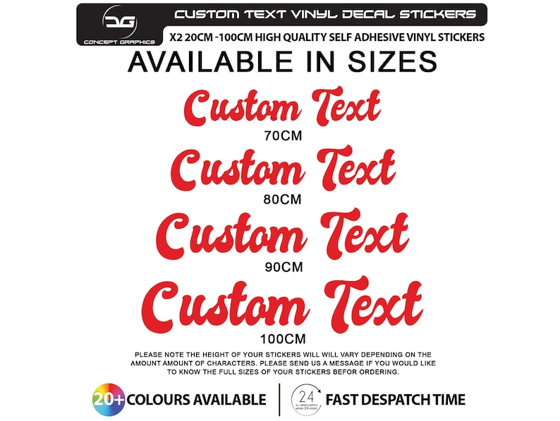 2x Large Custom Text Personalised Name Vinyl Lettering Decal Sticker ...