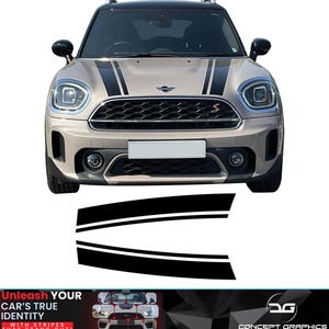 Exact Fit Bonnet Stripes Decal Sticker Kit Air Release Vinyl Fits Mini Countryman F60 Cooper S JCW