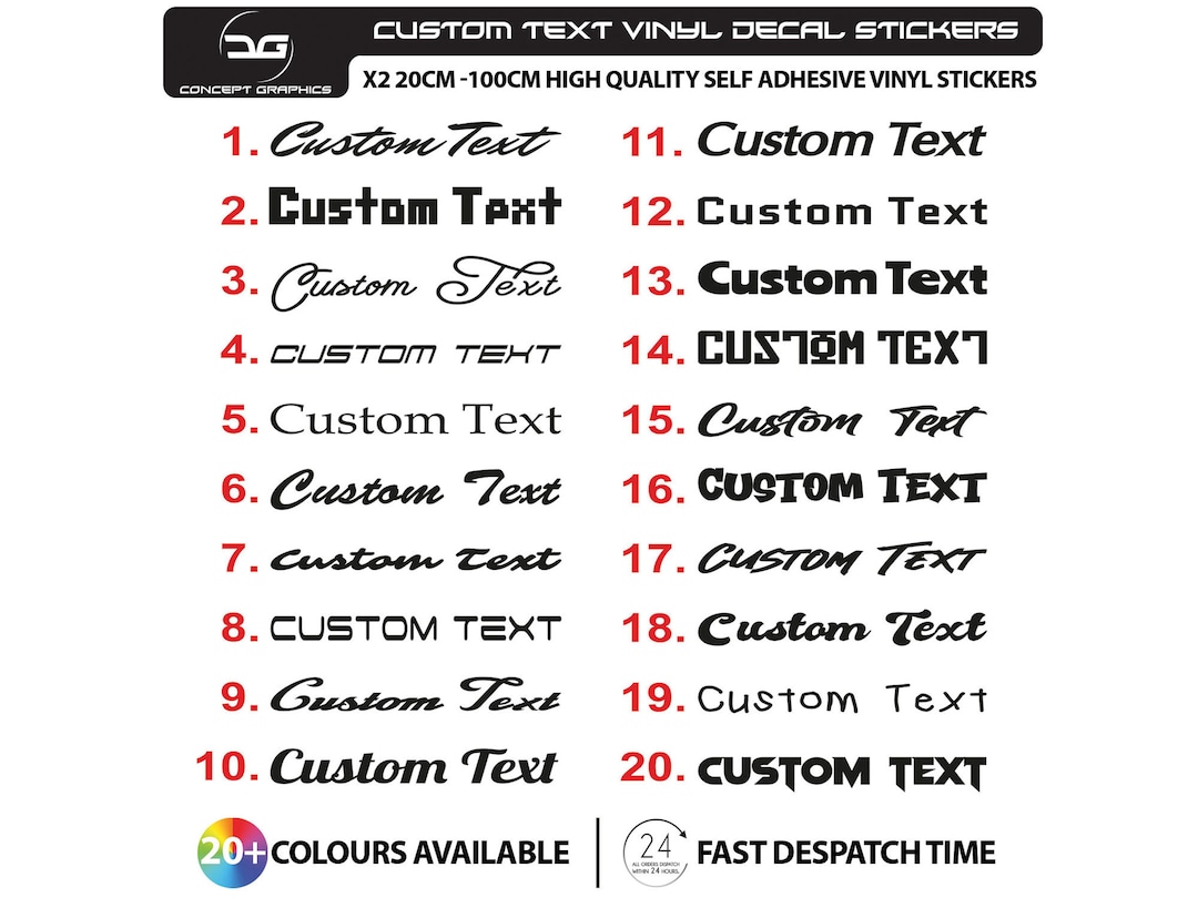 2x Large Custom Text Personalised Name Vinyl Lettering Decal Sticker ...