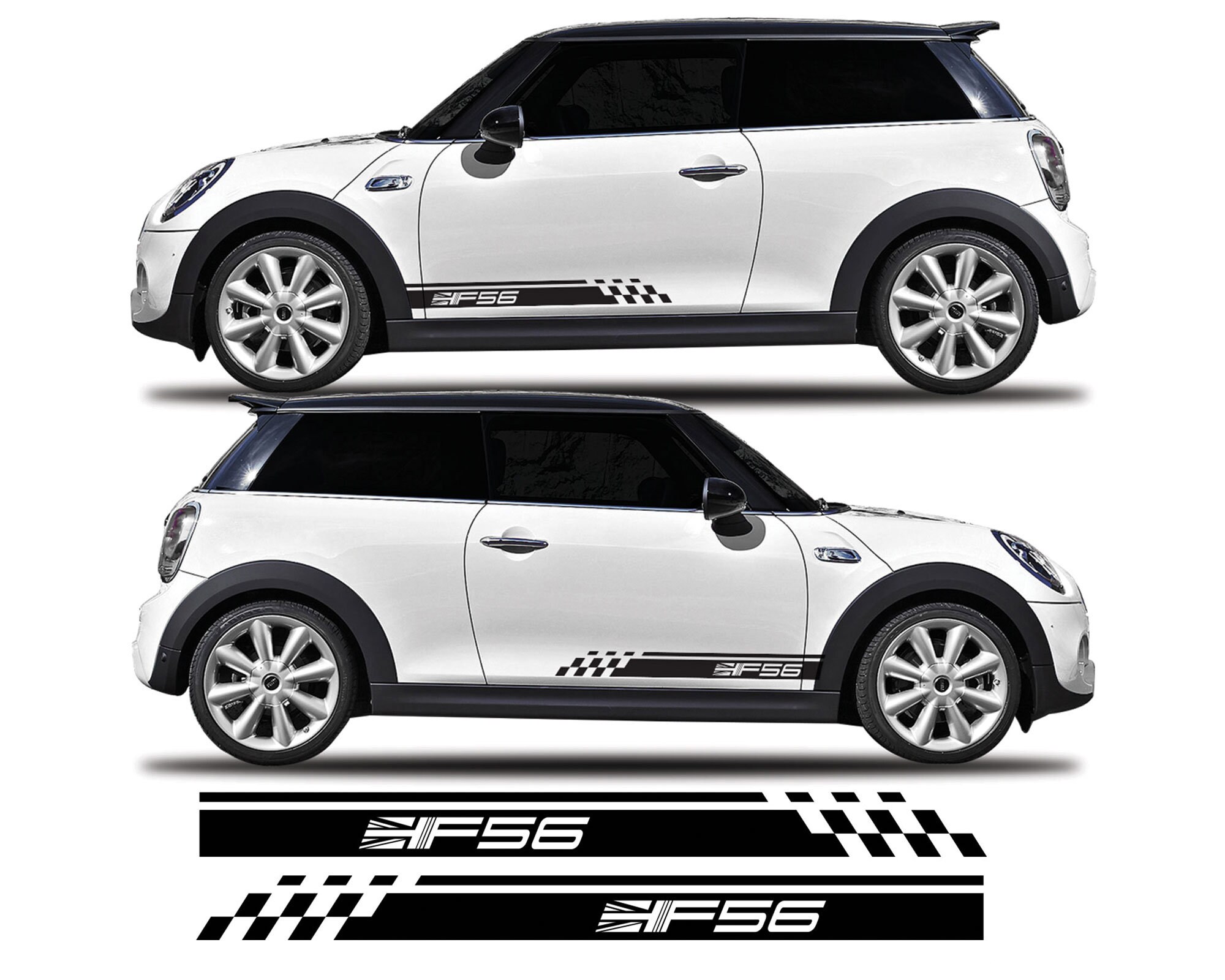 F56 Halbseitige Streifen für Mini Cooper S JCW Vinyl Aufkleber Sticker  Grafik Kit - .de