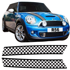 Chequered JCW style Bonnet Stipes Kit Exact Factory OEM Fit Air Release Vinyl for Mini Cooper S / JCW R56