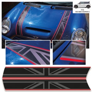 Union Jack Bonnet Stripes Decals Exact Fit Fits Mini Cooper S R53 Bubble Free