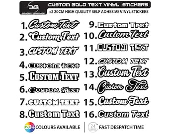 2x 20cm-100cm Bold Effect Custom Text Personalised Name Vinyl Lettering Decal Sticker Print Car Van Shop