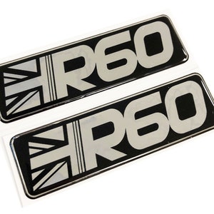 2x R60 Union Jack Car Chrome Wing 3D Decal Sticker Badges Fits Mini Countryman R60