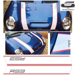 R53 Retro Bonnet Stripes Stickers Fits Mini Cooper S R53 Bubble Free Exact Fit