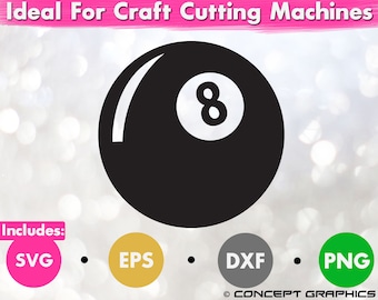 Funny Billiards 8 Ball Pool Clipart, Svg, Eps, Dxf, Png Magic 8 Ball Vector Graphic Artwork /  Cricut & Silhouette Pool Snooker SVG File
