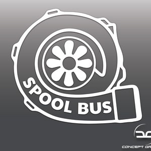 May include: White vinyl sticker featuring a turbocharger design with the text "SPOOL BUS".
