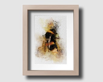 Modern Bumble Bee Insect Watercolour Abstract Splash Art Wall Print Picture Poster Décor Unframed Available in A3, A4, A5