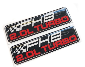 2x FK8 2.0L Turbo Engine Car Wing 3D Decal Sticker Badges Fits Honda Type R Civic Vtec