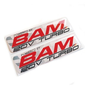 2x Bam 20V Turbo Engine Engine 3D Domed Gel Decal Sticker Badges Fits Audi