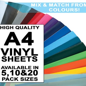 A4 Gloss Vinyl Self Adhesive Sticker Making Sheets Ideal for use with Cricut/Silhouette/Cameo/Brother Scan and Cut, Perfect for Crafting