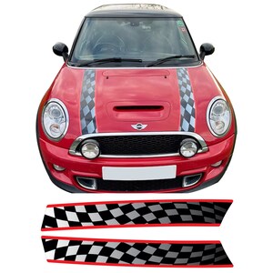Chequered Fade Bonnet Stipes Kit Exact Factory OEM Fit Air Release Vinyl for Mini Cooper S / JCW R56