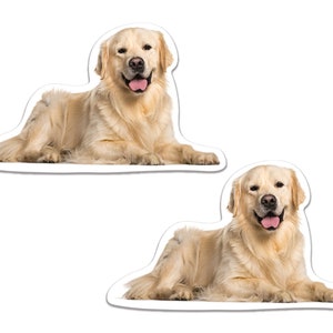 2x Golden Retriever Laying Down Dog Printed Car Window Bumper Laptop Vinyl Decal Sticker Graphics Funny