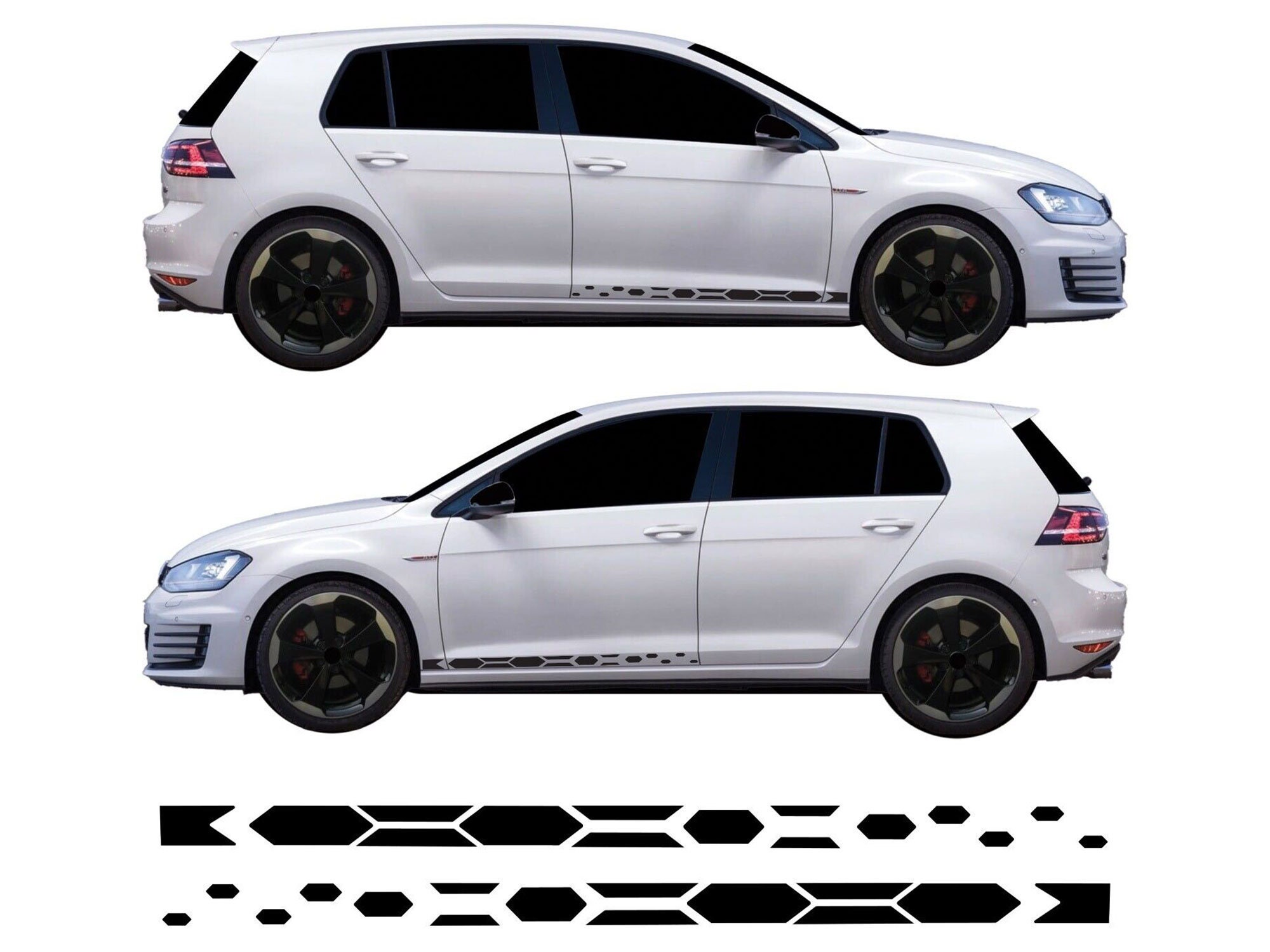 Hex Side Stripe Decal Stickers Graphics Kit Exact Fit Bubble Free Vinyl Fits VW Volkswagen Golf R GTI Clubsport mk7.5