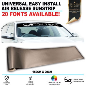 Custom Text Universal Fit Any Car Van Windscreen Sunstrip Banner Air Release Vinyl 150cm X 20cm