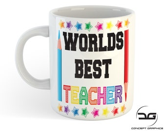 Worlds Best Teacher Mug Cup - End of Term Leaving Gift - Teachers Present - Funny Student Gift For Teacher - College Leaving Gift For Tutor