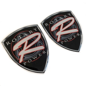 2x Rotary Engine Power Chrome 3D Domed Gel Decal Sticker Badges Fits Mazda RX8 RX7