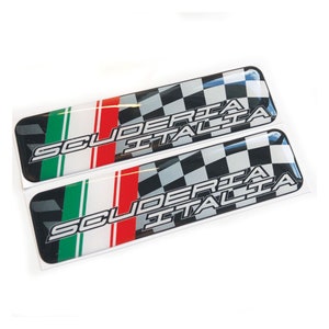 2x  Scuderia Italia Flag 3D Domed Gel Decal Sticker Badges Fits Abarth 500 Fiat 595