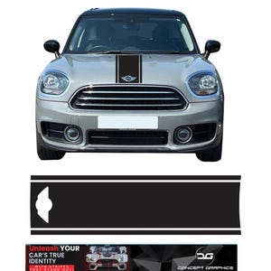 Kit de calcomanías de rayas para capó deportivo Dual Sport, vinilo de liberación de aire, compatible con Mini Countryman F60 One Cooper All4