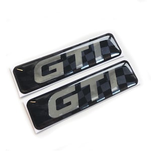2x  GTI Chrome 3D Domed Gel Decal Sticker Badges Fits VW, Renault, Citroen
