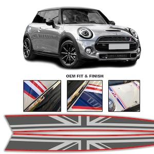 Union Jack Gray Scale Bonnet Stripes Für Mini Cooper F56 F55 AirRelease Vinyl Exakte Soem Fit