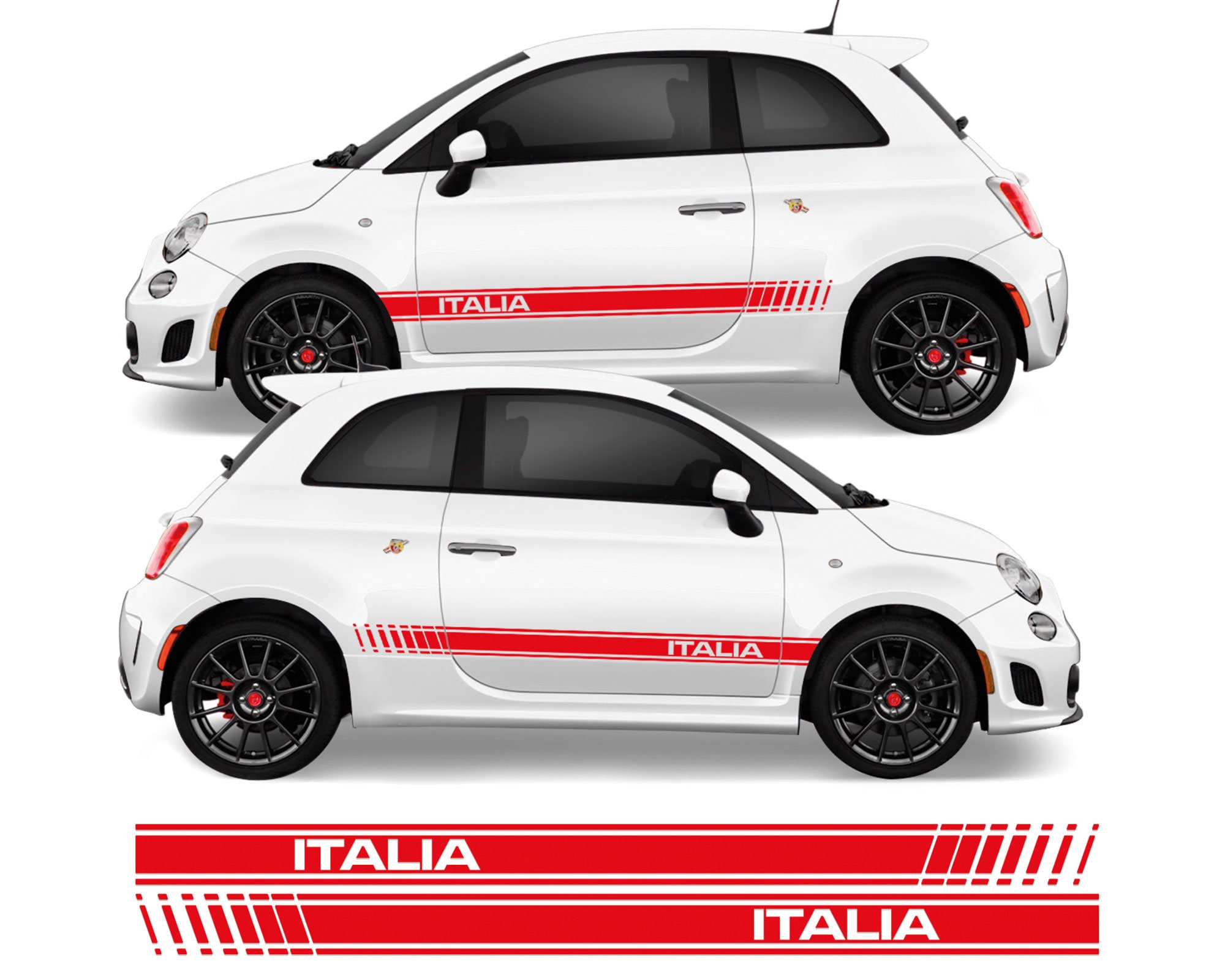 PER FIAT 500 Abarth Facelift 86CM FLAPS SOTTO MINIGONNE LATERALI NERO - Foto 3