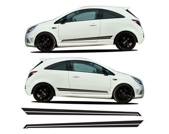 ラインツインスポーツサイドストライプデカールステッカーグラフィックビニールキットはすべてのVauxhall CorsaとVXRに適合します。