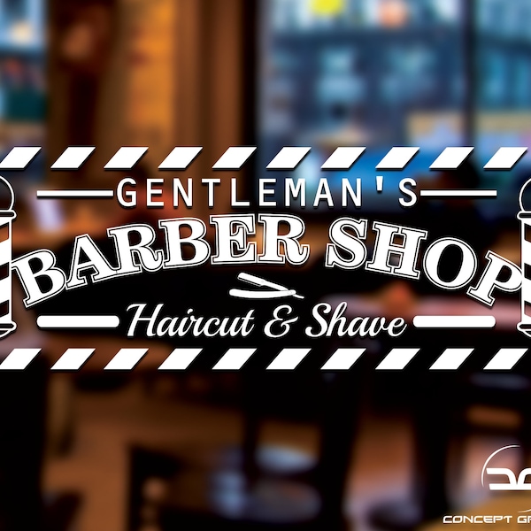 Gentleman's Barber Shop Hair Dressers Window Wall Door Salon Vinyl Sticker Sign Turkish Barber Shop Wall Art Graphic Beauty Salon