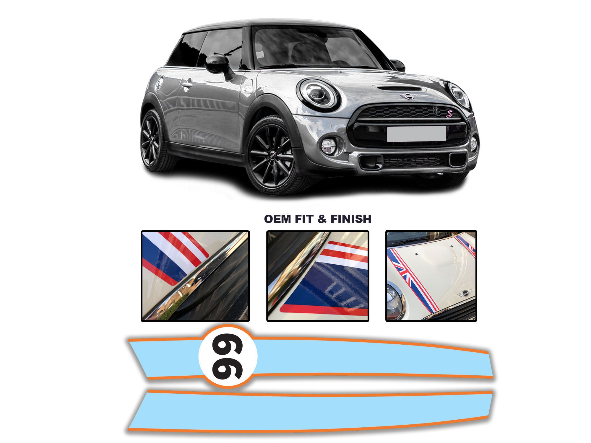 Racing Number Custom Bonnet Stripes for Mini Cooper F56 F55 Air