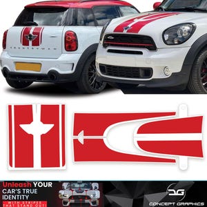 Kit de franjas de capó y maletero trasero, vinilo de liberación de aire con ajuste OEM exacto de fábrica para Mini Countryman R60 Cooper S JCW ALL4