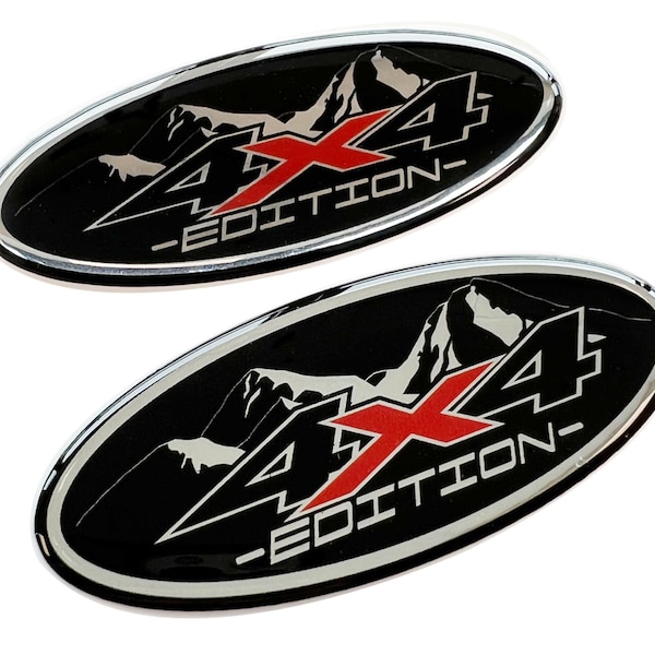 2x 4x4 Edition Adventure Off Road Car Truck Travel 3D Chrome Domed Gel Sticker Badges Fits Land Rover, Jeeps