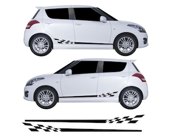 Kit de decalque de faixa lateral de corrida de porta quadriculada Vinil de liberação de ar compatível com Suzuki Swift Sport MK4
