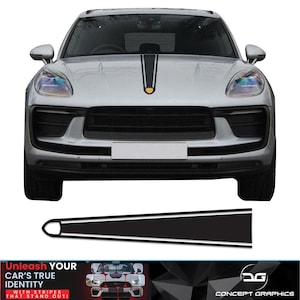 Kit de calcomanías de vinilo con liberación de aire para el capó de la línea central Twin Line, compatible con Porsche Macan 95B