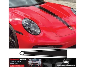 Centre Twin line Bonnet Stripe Decal Kit Air Release Vinyl Fits Porsche 911 991 991.2