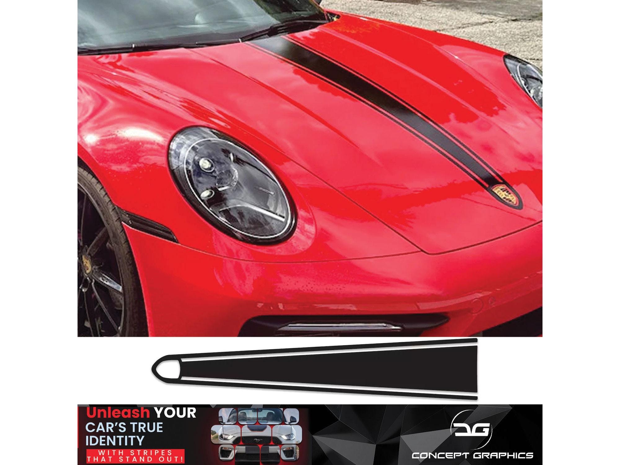 センターツインラインボンネットストライプデカールキットエアリリース 