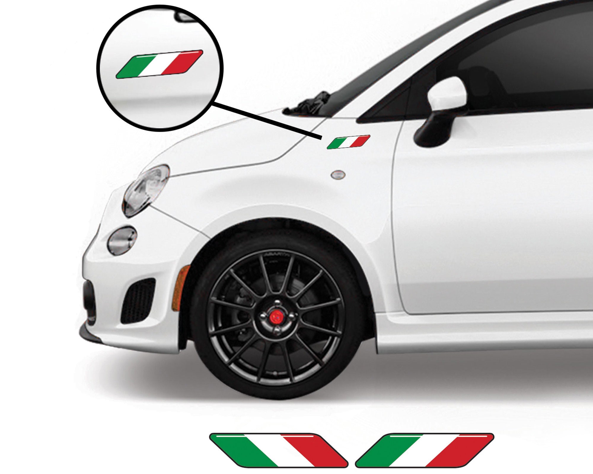 Fiat 500 OTT003 Dach Rennstreifen italienische Flagge Aufkleber