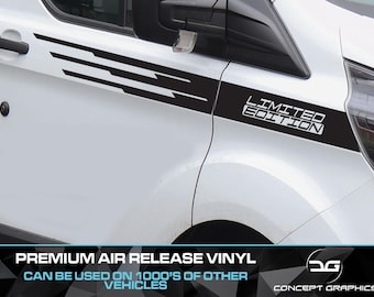 x2 Limited Edition Stripes Decal Graphics Kit Air Release Vinyl Fits Ford Transit Custom Van Camper