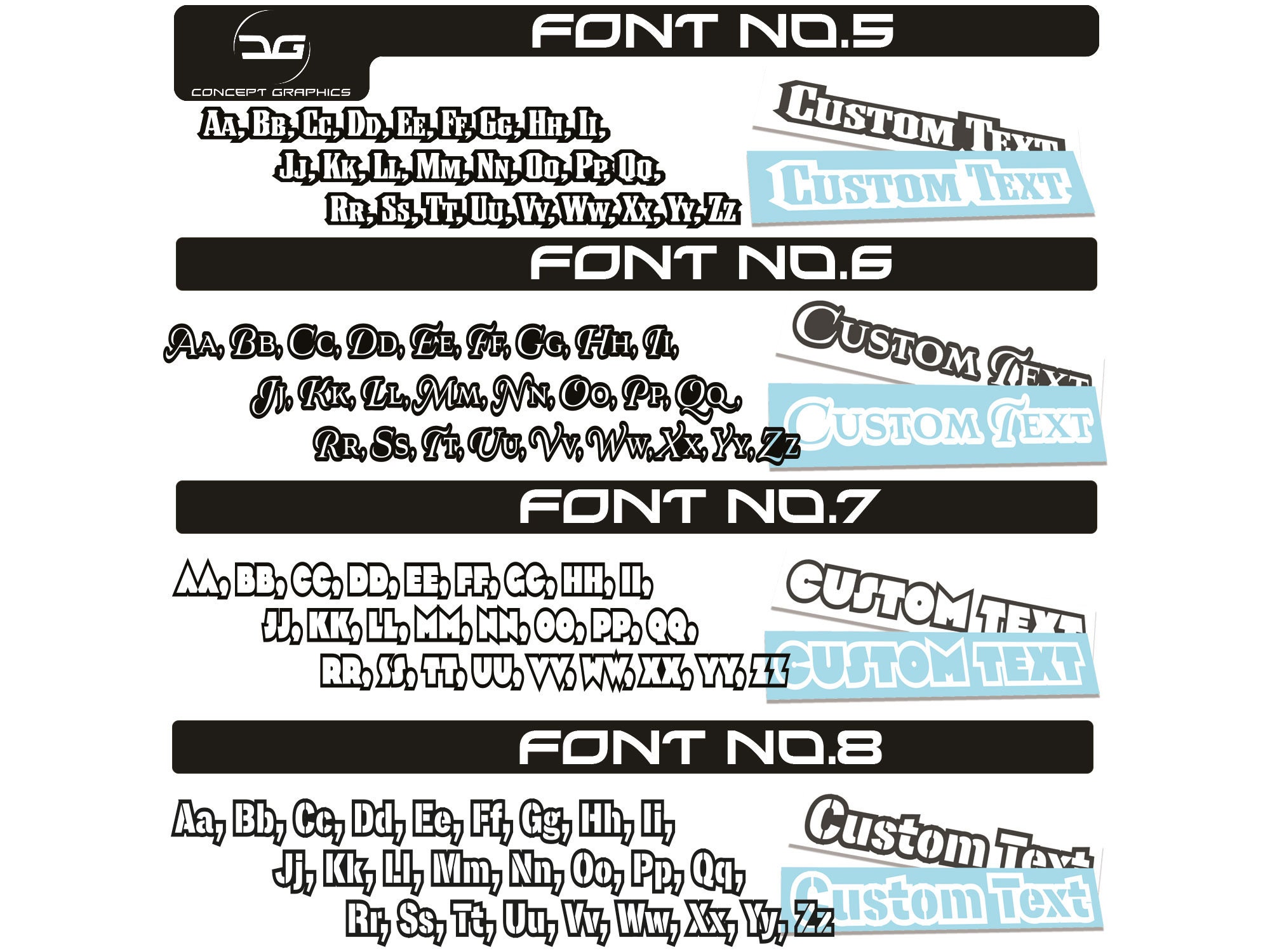 2x 20cm-100cm Bold Effect Custom Text Personalised Name Vinyl Lettering ...