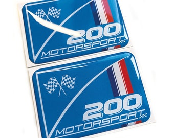 2x 200 Motorsport Bandiera francese Wing 3D Decal Sticker Badges Si adatta a Renault Clio Sport