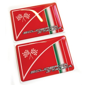 2x Scuderia Italia Flag square wing 3D Domed Gel Decal Sticker Badges Fits Abarth 500 Fiat