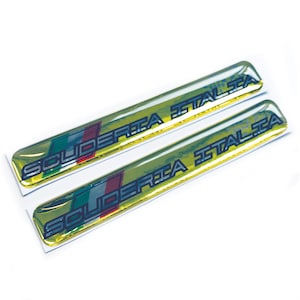 2x Scuderia Italia 3D Chrome Domed Gel Decal Sticker Badges Fits Abarth 500